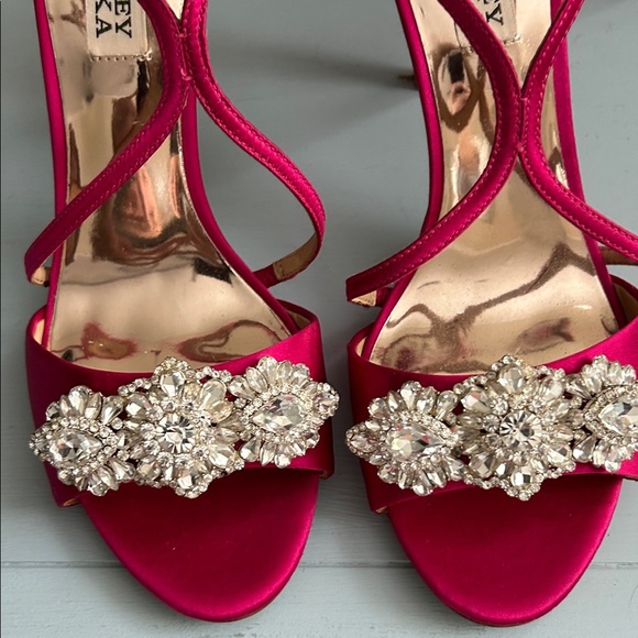 Badgley Mischka Fuchsia Embellished Heels - Picture 2 of 13